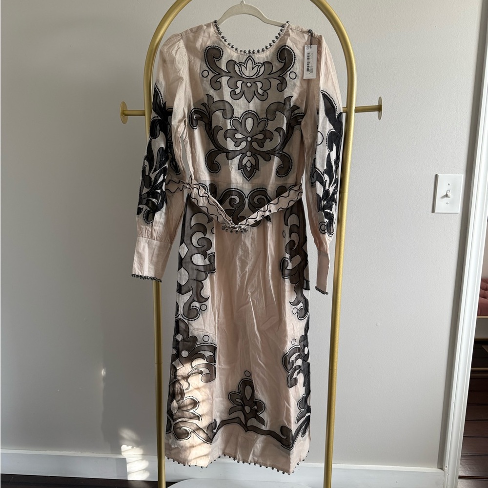 Elegant Black and Cream Embroidered Dress